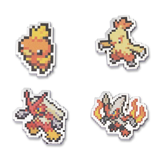 Pokémon Pixel Pins (4-Pack) - Torchic, Combusken, Blaziken, Mega Blaziken